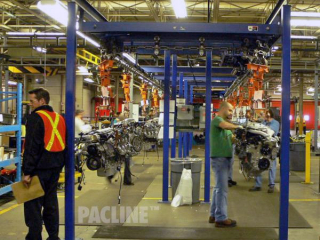 I-beam monorail conveyors are amongst the most commonly used overhead conveyors for assembly line applications.
